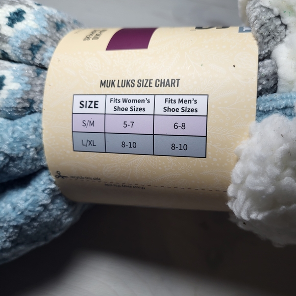 Muk Luks Cabin Socks Set Of 2 Sherpa Lined Non Skid Fair Isle Cozy Loungewear. - Picture 4 of 5